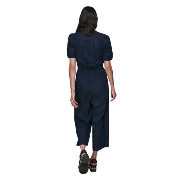 Whistles Button Front Linen Jumpsuit Navy Blue Size 4 NWT - Picture 2 of 6